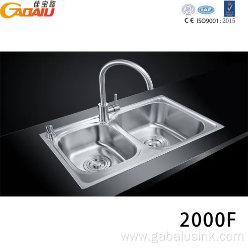 Home Kitchen Stainless Pressed Two Bowl Kitchen Sink